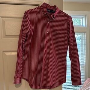 Ralph Lauren Men's Red and White Striped Shirt